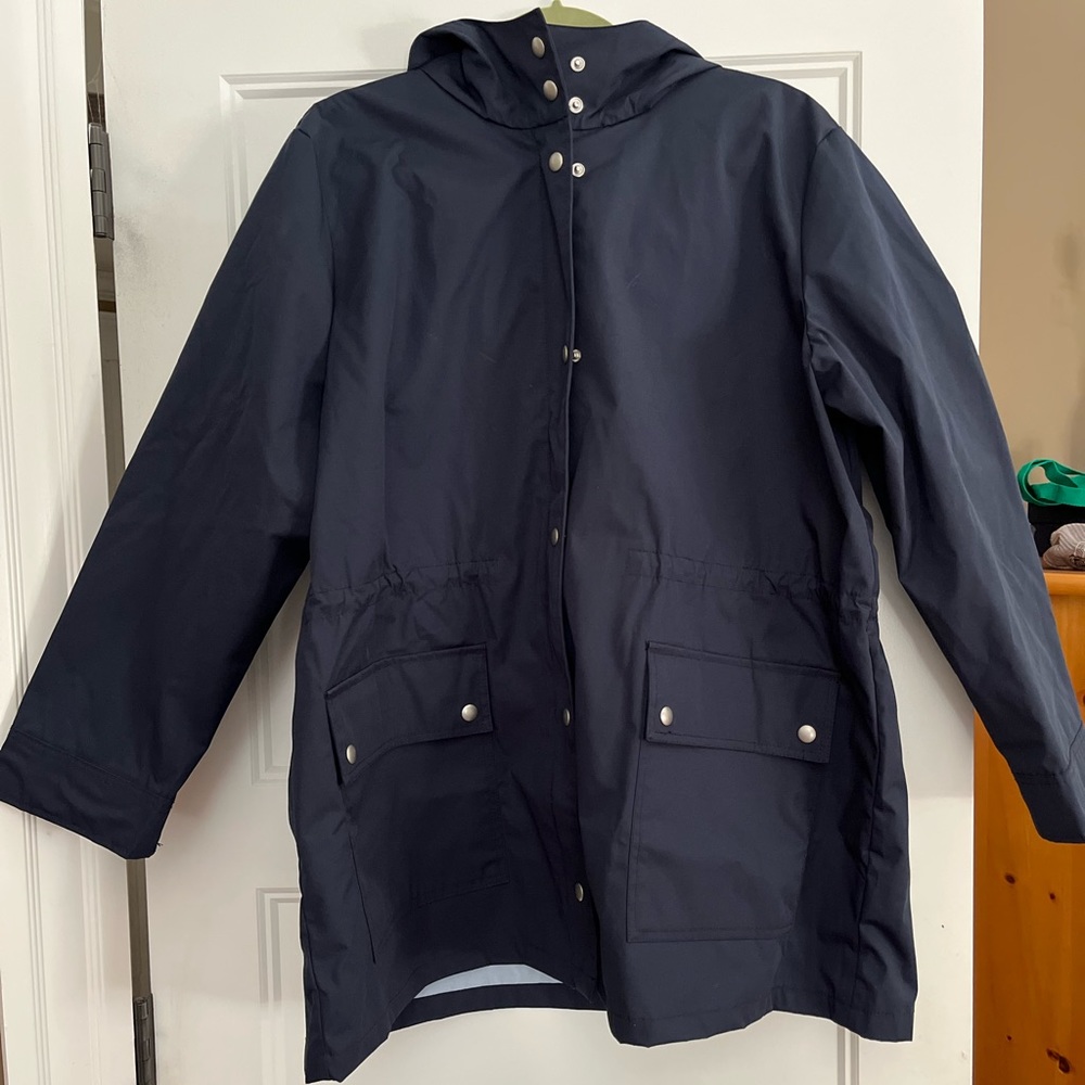 JCrew rain coat, heavy weight, in navy blue
